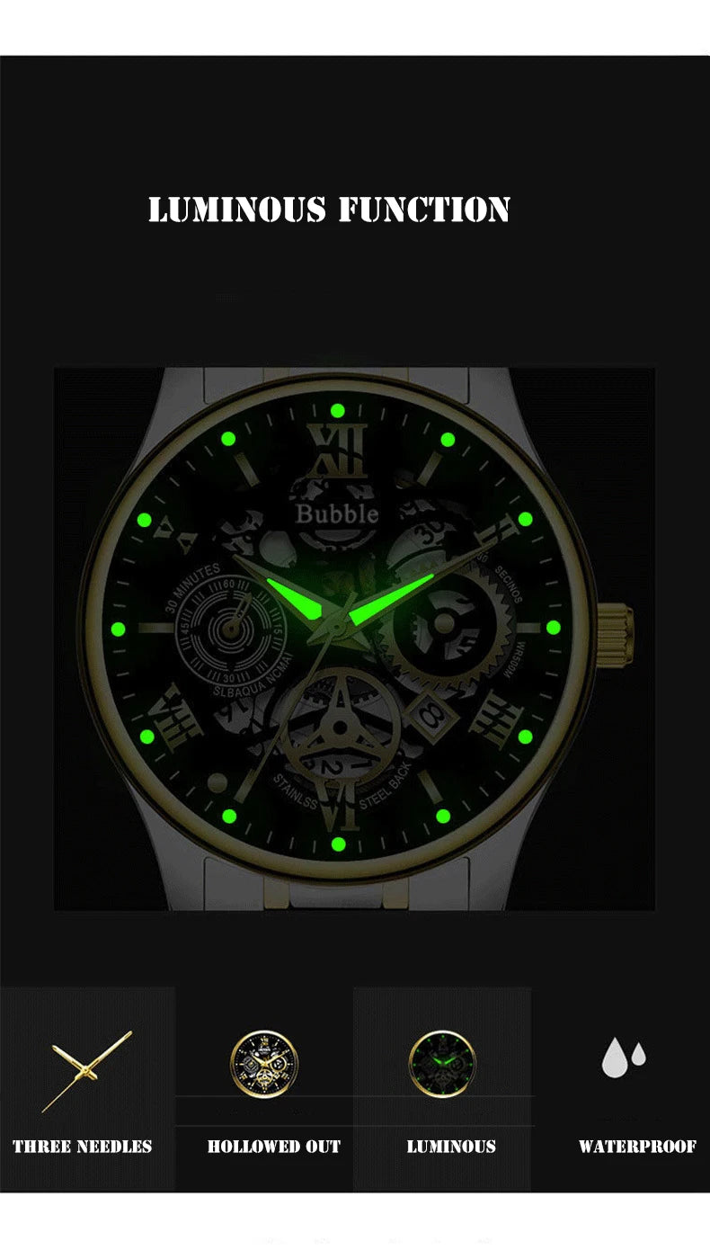 High End Luxury Versatile Quartz Wristwatches Waterproof Roman Hollow Watch